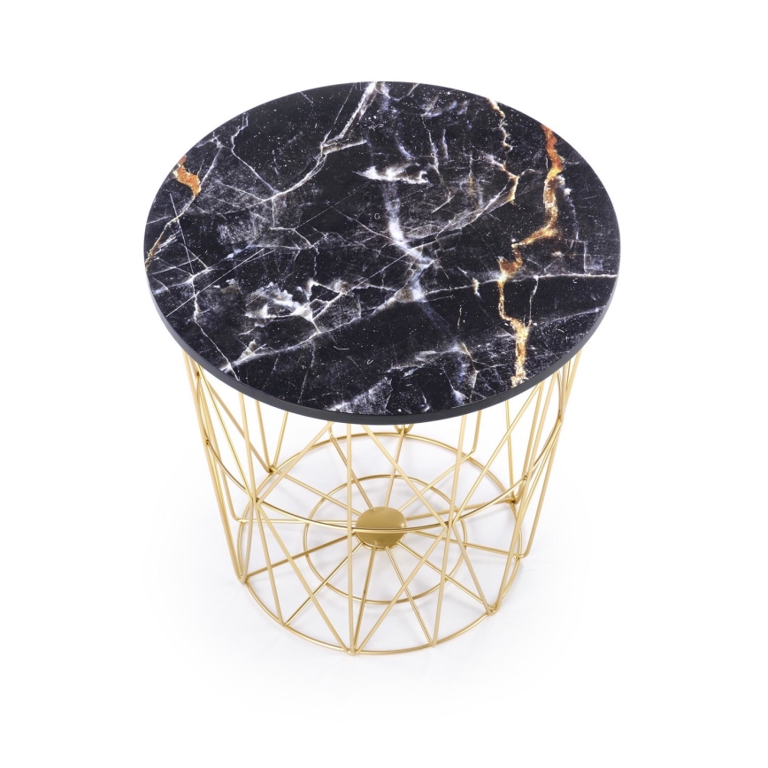 Coffee table HARISSA 41x42 cm gold/black marble