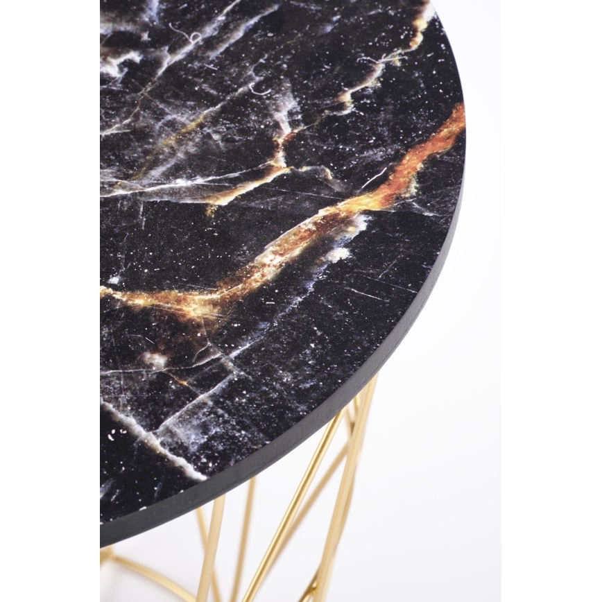 Coffee table HARISSA 41x42 cm gold/black marble