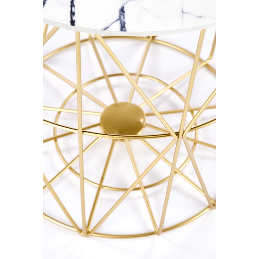 Coffee table HARISSA 41x42 cm gold/white marble