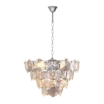 Crystal Chandelier on a Chain DIANA 6×E14/40W/230V Matte Chrome