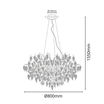 Crystal chandelier on a string 12xG9/40W/230V black