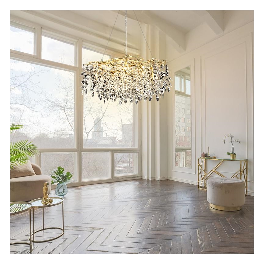 Crystal chandelier on a string 12xG9/40W/230V gold