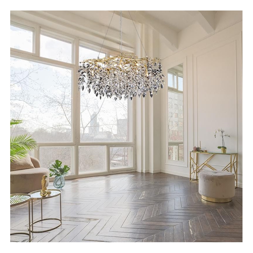 Crystal chandelier on a string 12xG9/40W/230V gold