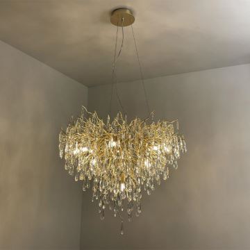 Crystal chandelier on a string 12xG9/40W/230V gold