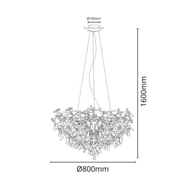 Crystal chandelier on a string 13xG9/40W/230V chrome