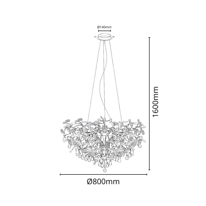 Crystal chandelier on a string 13xG9/40W/230V chrome