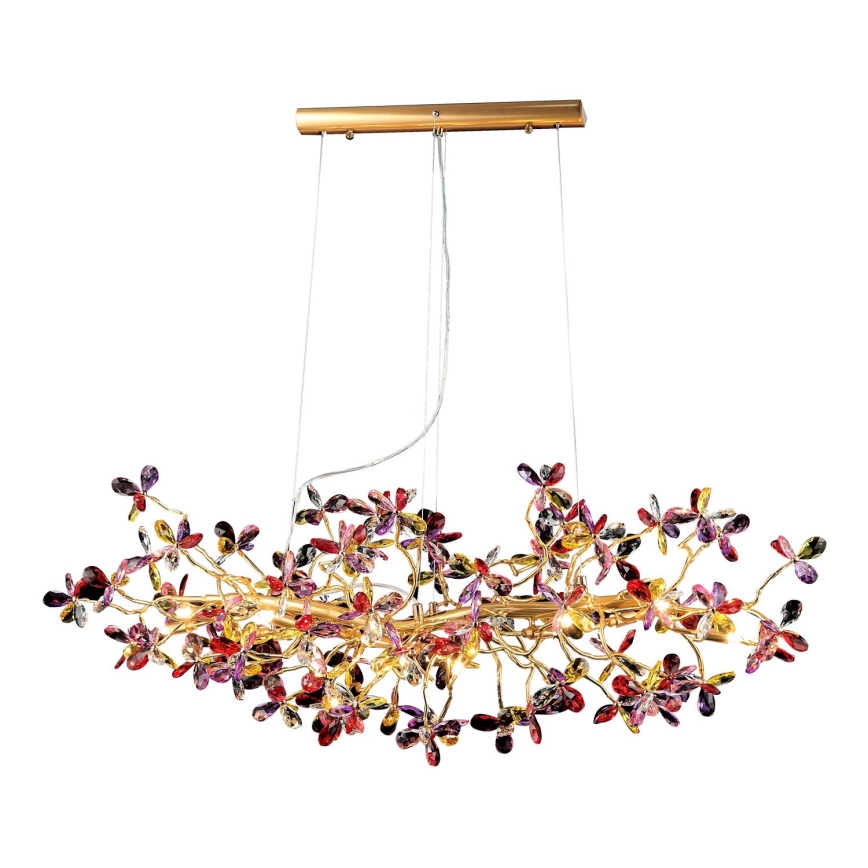 Crystal chandelier on a string 13xG9/40W/230V colorful