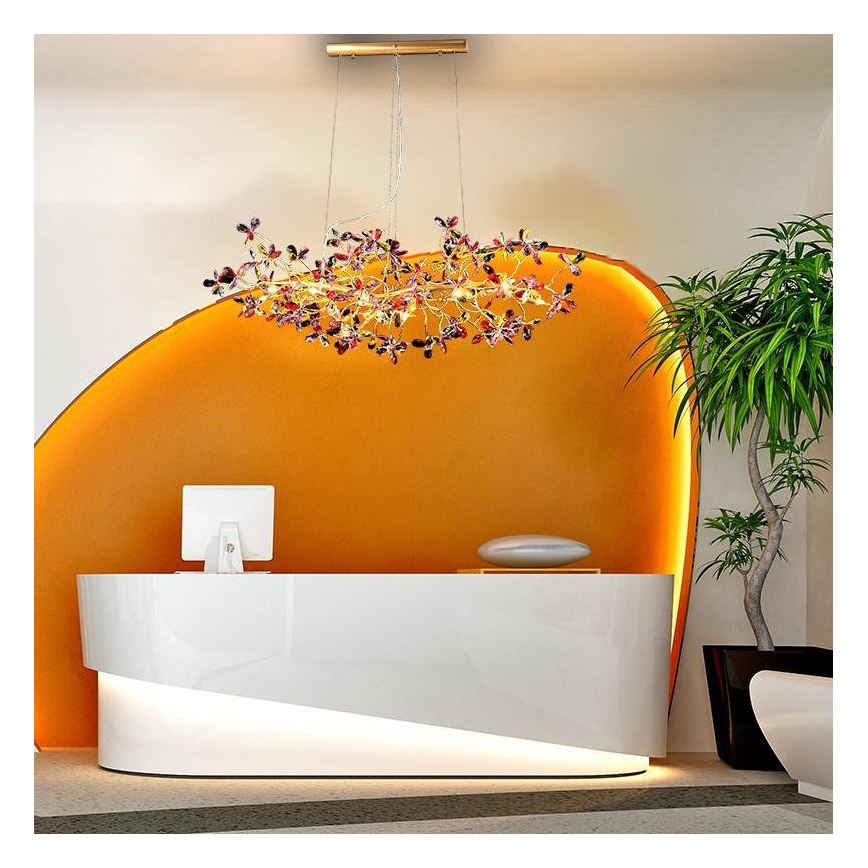 Crystal chandelier on a string 13xG9/40W/230V colorful