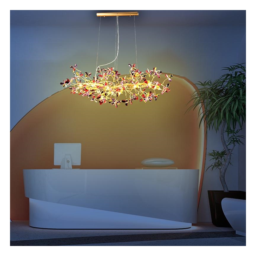 Crystal chandelier on a string 13xG9/40W/230V colorful