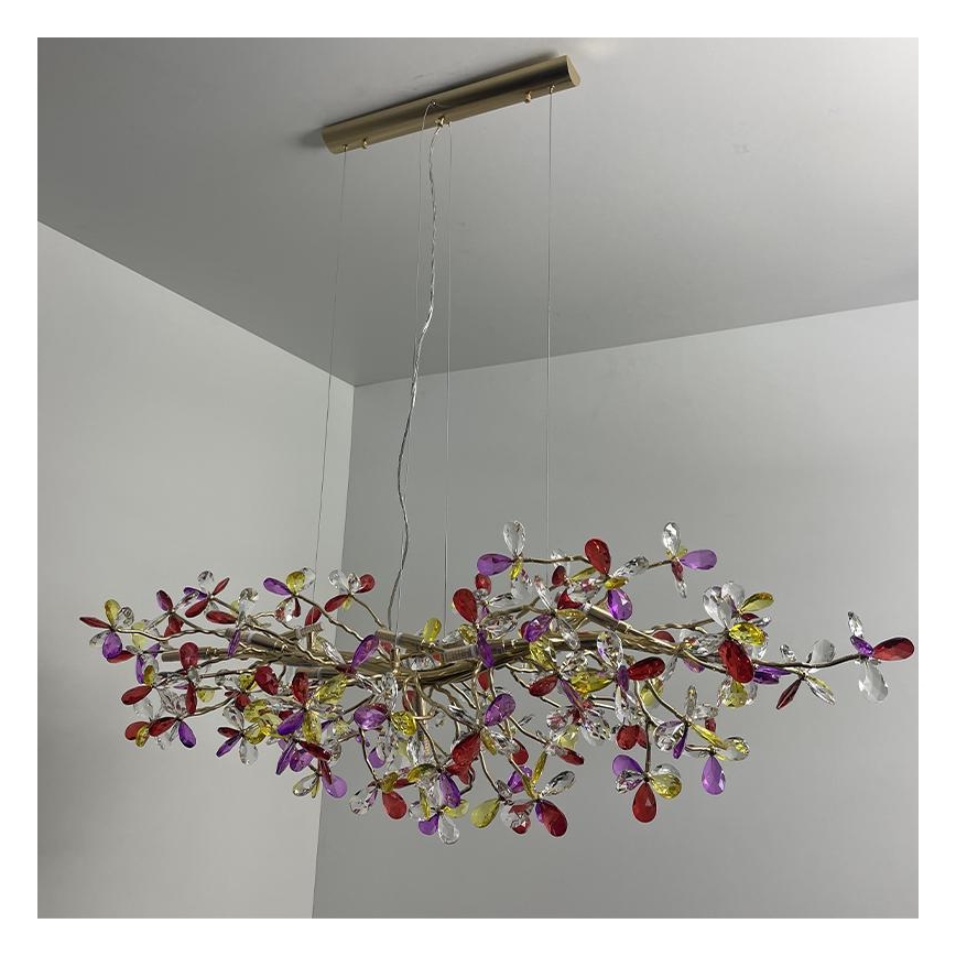 Crystal chandelier on a string 13xG9/40W/230V colorful