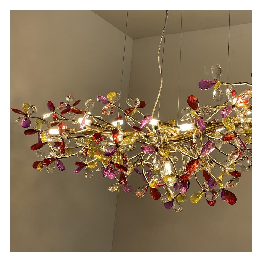 Crystal chandelier on a string 13xG9/40W/230V colorful