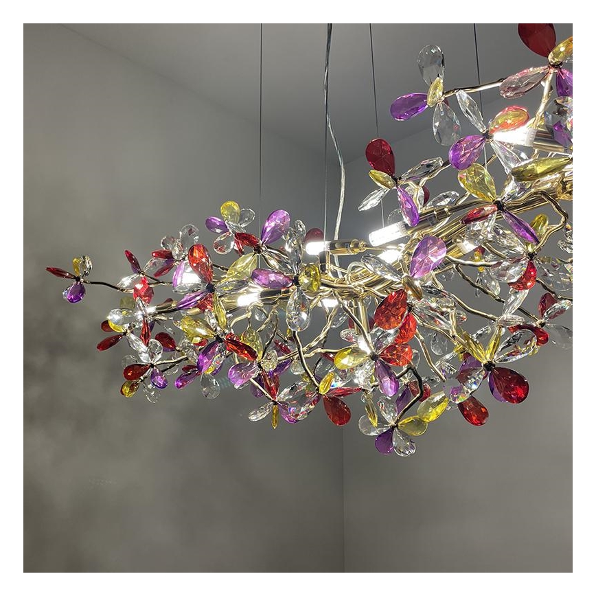 Crystal chandelier on a string 13xG9/40W/230V colorful