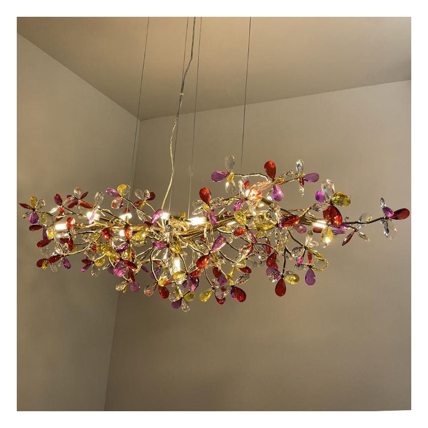 Crystal chandelier on a string 13xG9/40W/230V colorful