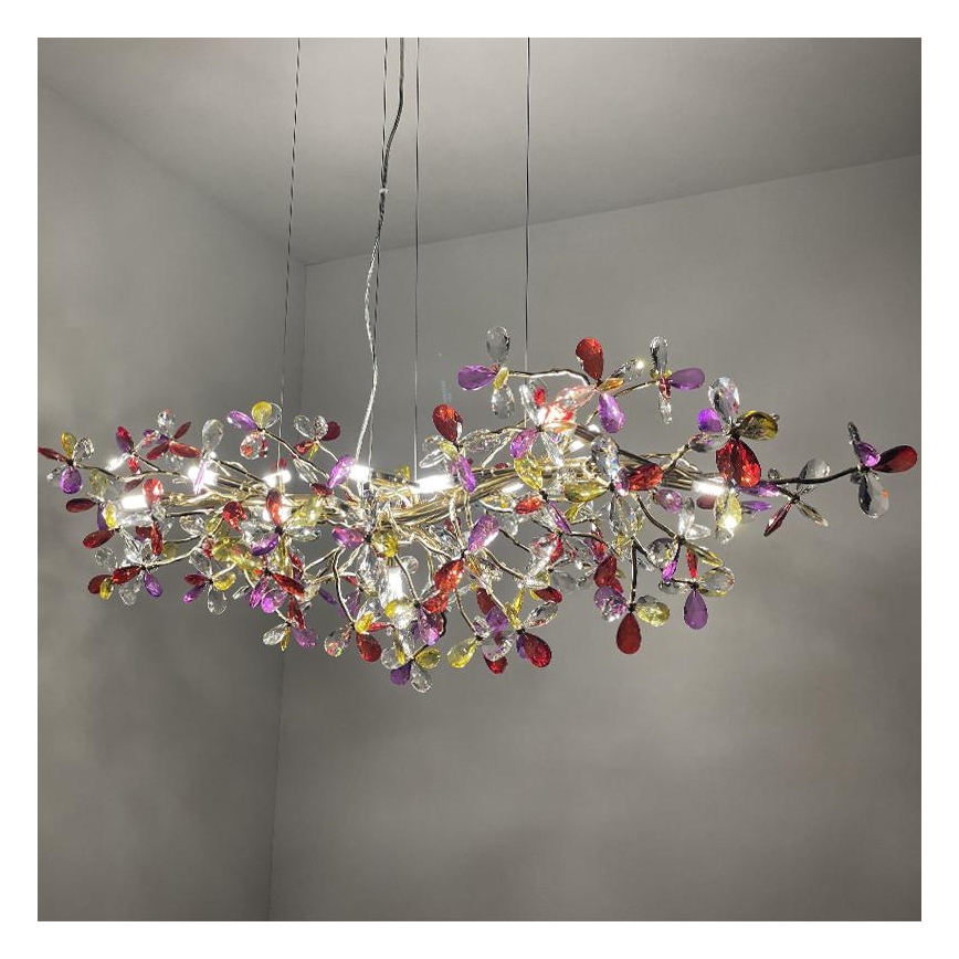 Crystal chandelier on a string 13xG9/40W/230V colorful