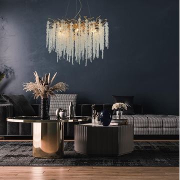 Crystal chandelier on a string 13xG9/40W/230V gold