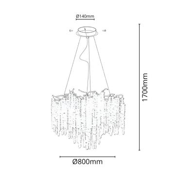 Crystal chandelier on a string 13xG9/40W/230V gold