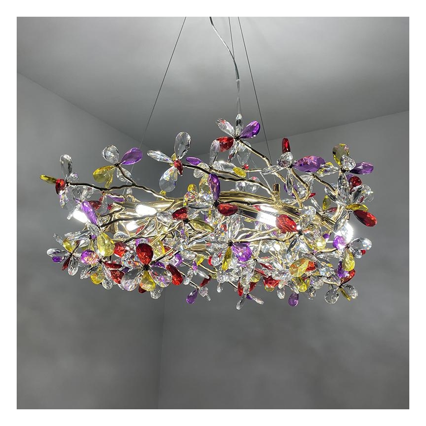 Crystal chandelier on a string 16xG9/40W/230V colorful