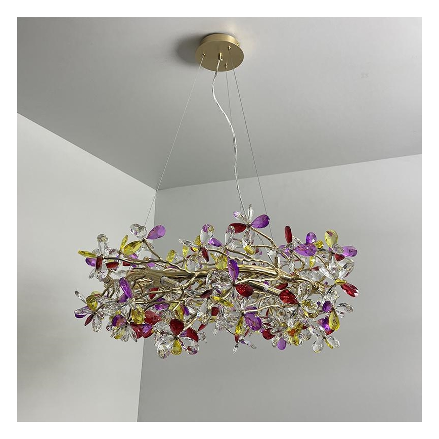 Crystal chandelier on a string 16xG9/40W/230V colorful