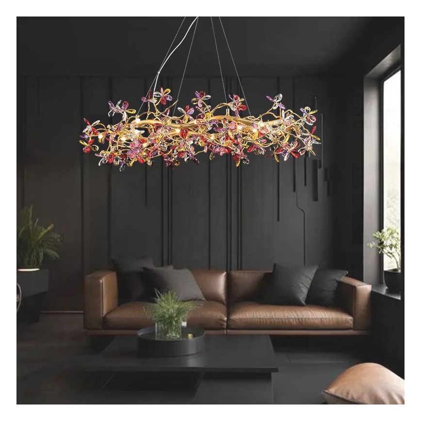 Crystal chandelier on a string 16xG9/40W/230V colorful