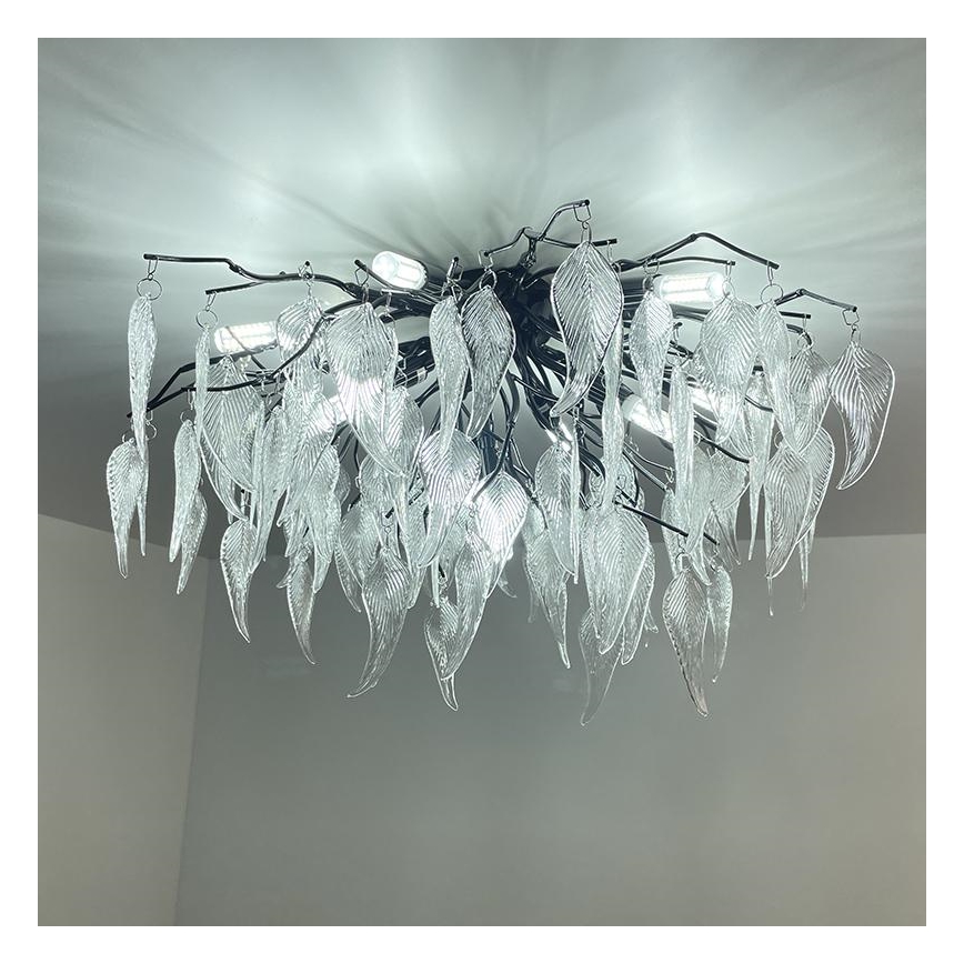 Crystal surface-mounted chandelier 10xG9/40W/230V black