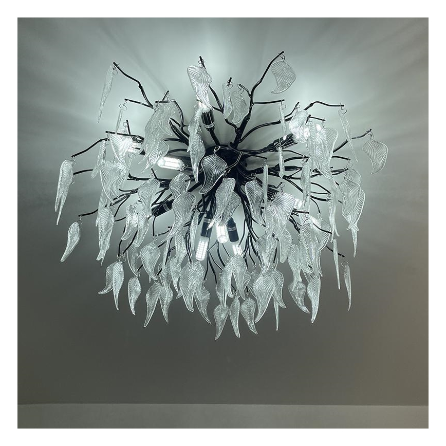 Crystal surface-mounted chandelier 10xG9/40W/230V black