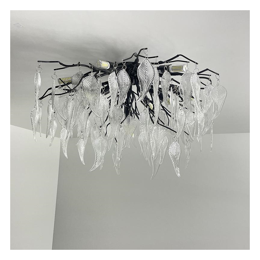 Crystal surface-mounted chandelier 10xG9/40W/230V black