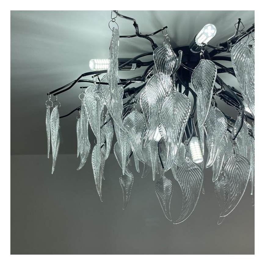 Crystal surface-mounted chandelier 10xG9/40W/230V black