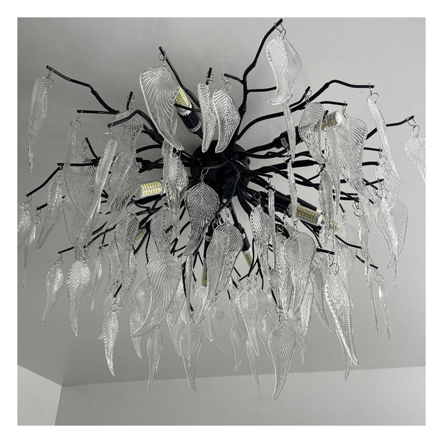 Crystal surface-mounted chandelier 10xG9/40W/230V black