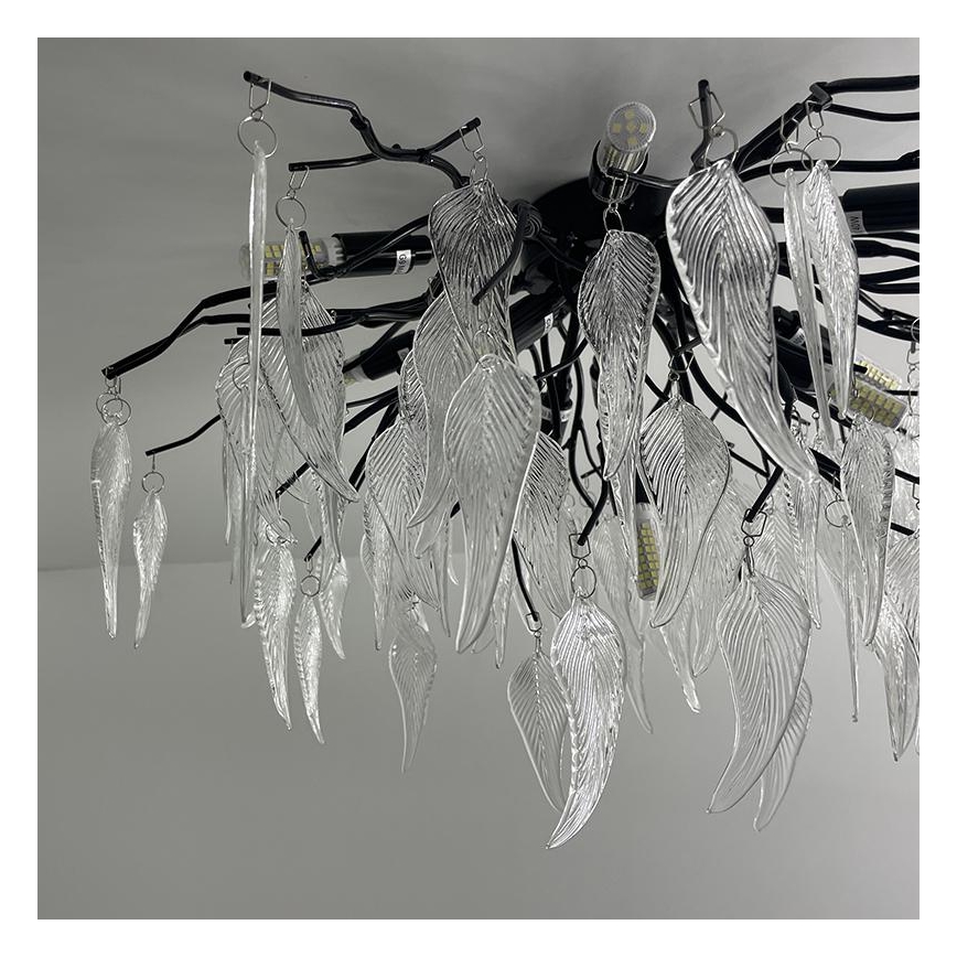 Crystal surface-mounted chandelier 10xG9/40W/230V black