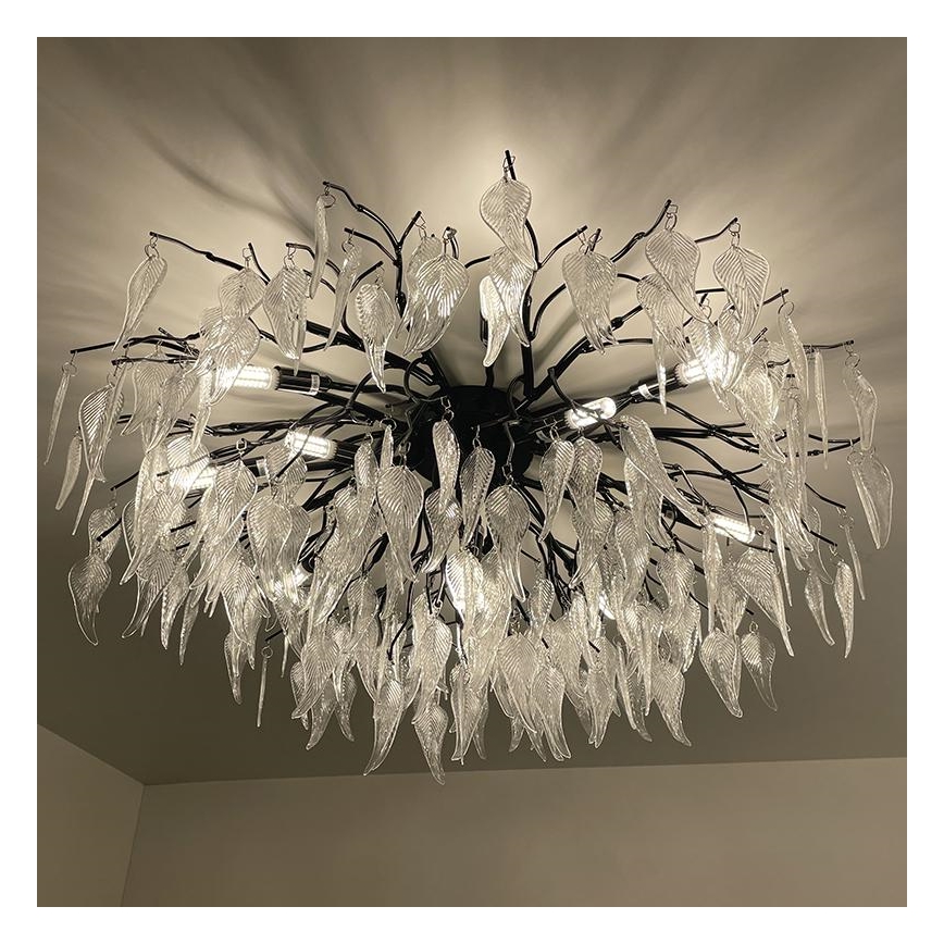 Crystal surface-mounted chandelier 12xG9/40W/230V black