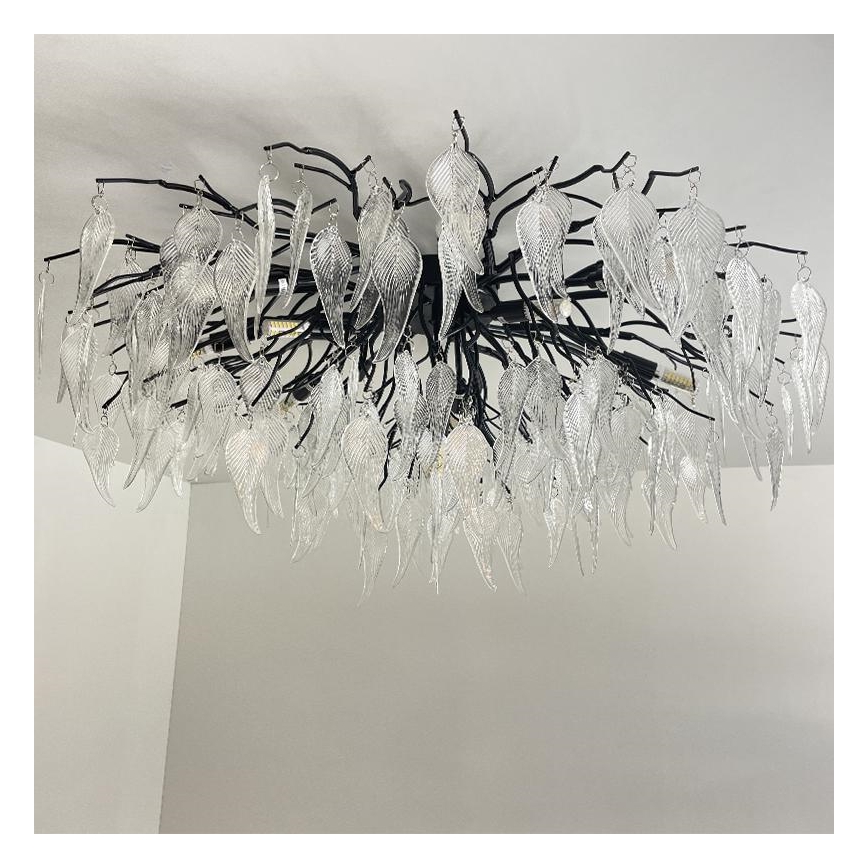 Crystal surface-mounted chandelier 12xG9/40W/230V black