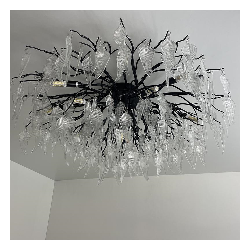 Crystal surface-mounted chandelier 12xG9/40W/230V black