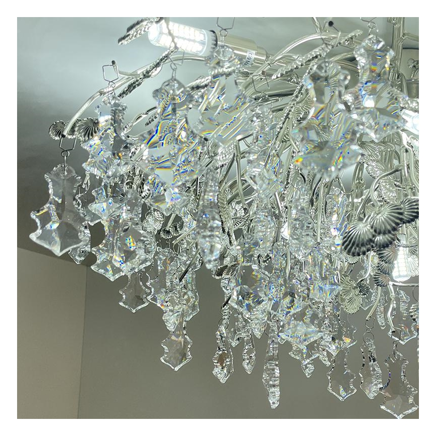 Crystal surface-mounted chandelier 12xG9/40W/230V chrome