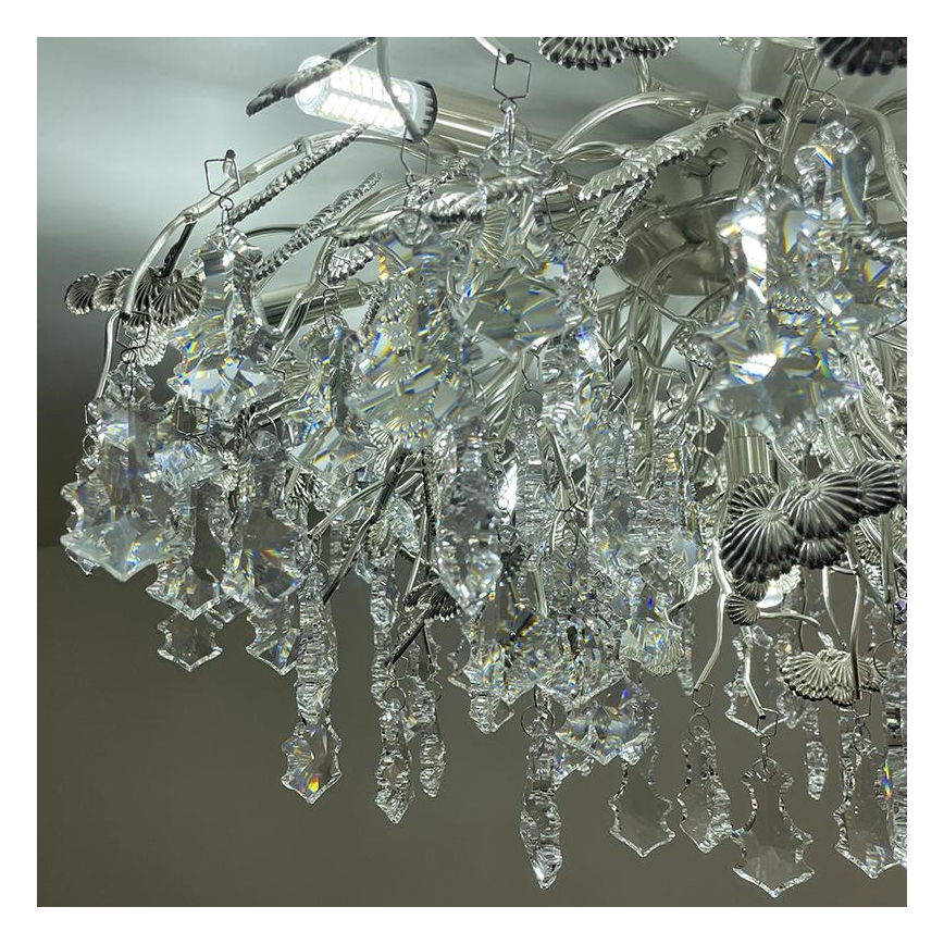 Crystal surface-mounted chandelier 12xG9/40W/230V chrome