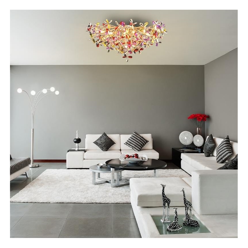 Crystal surface-mounted chandelier 12xG9/40W/230V colorful