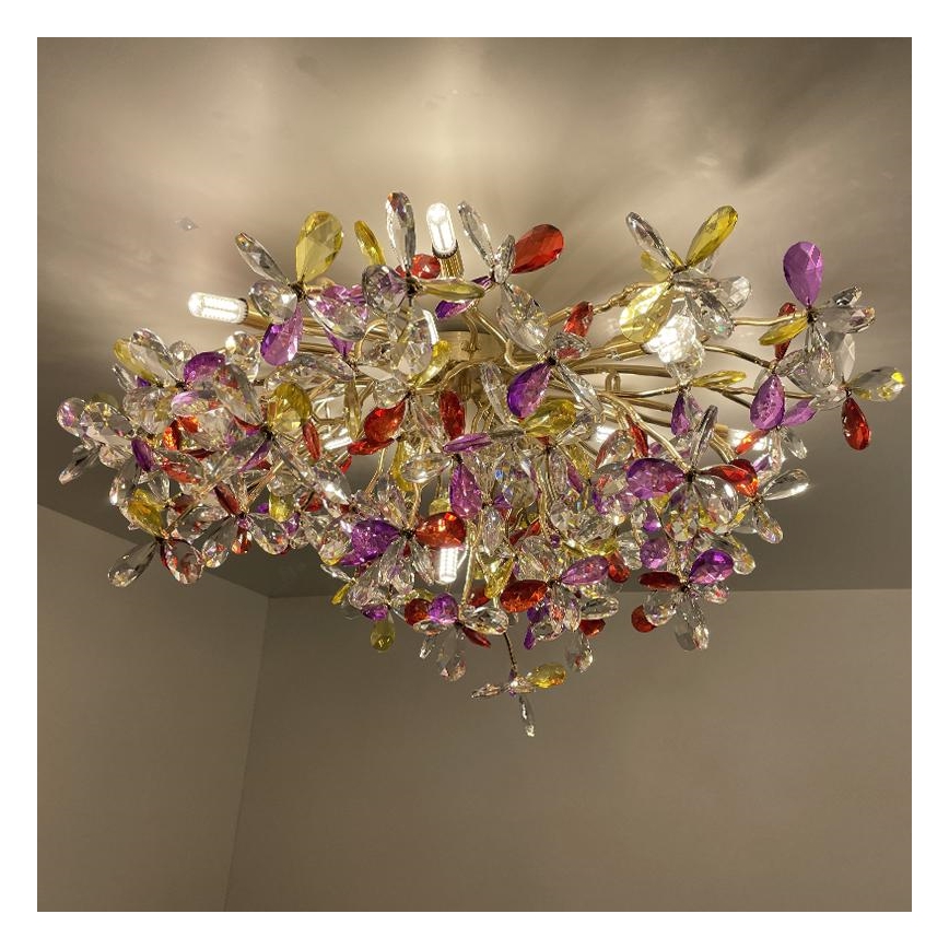 Crystal surface-mounted chandelier 12xG9/40W/230V colorful