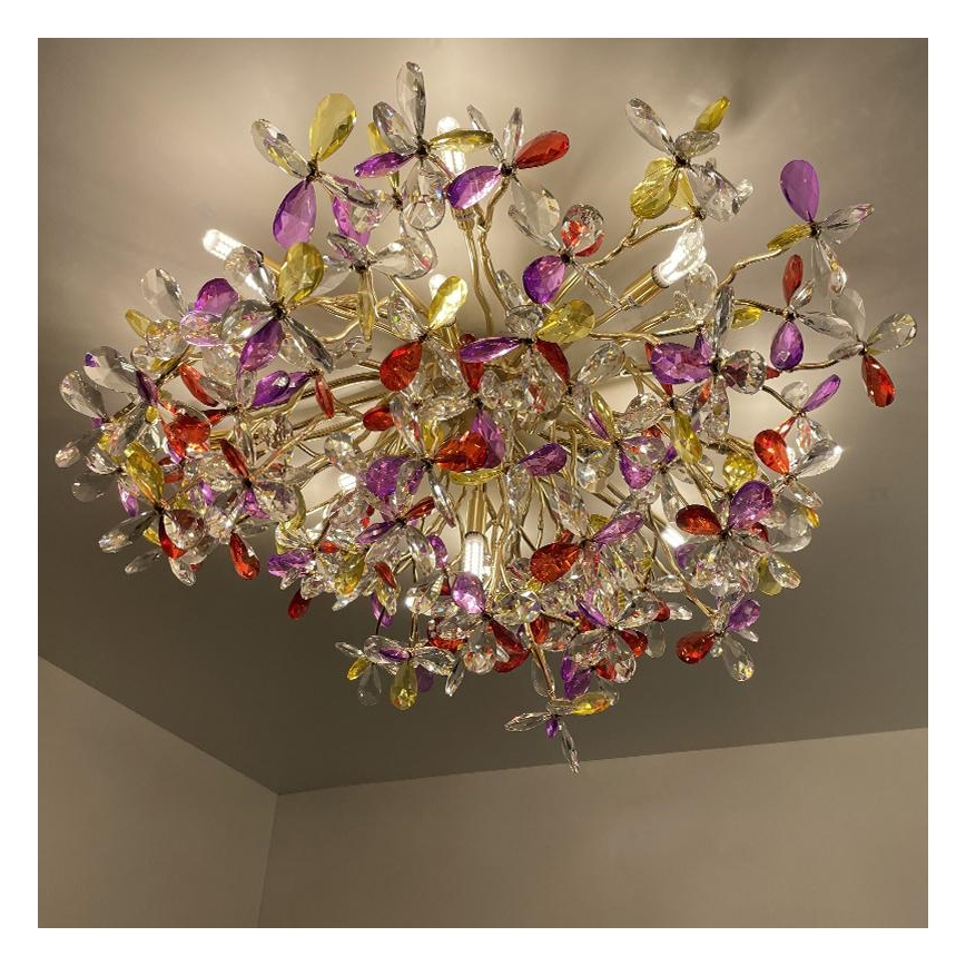 Crystal surface-mounted chandelier 12xG9/40W/230V colorful