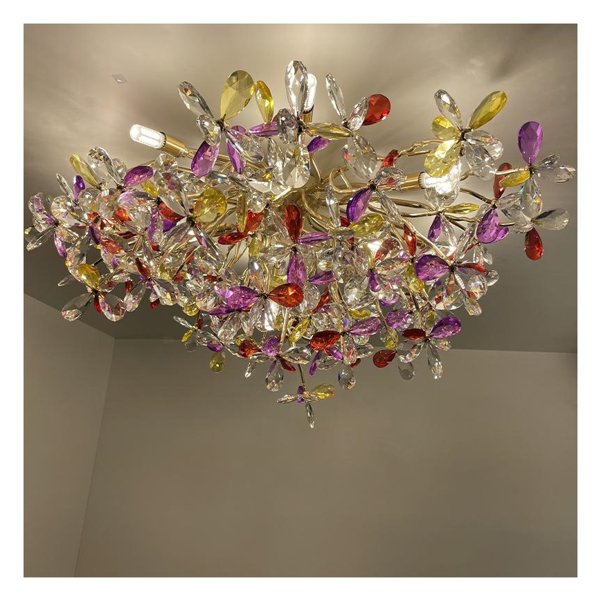 Crystal surface-mounted chandelier 12xG9/40W/230V colorful