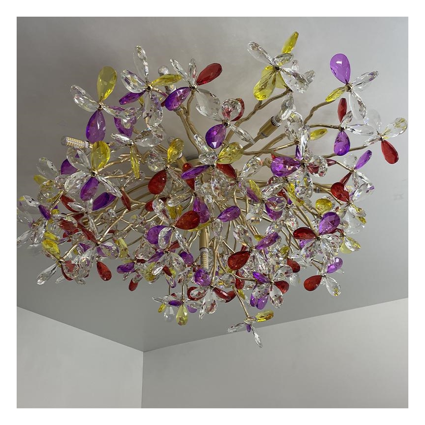 Crystal surface-mounted chandelier 12xG9/40W/230V colorful