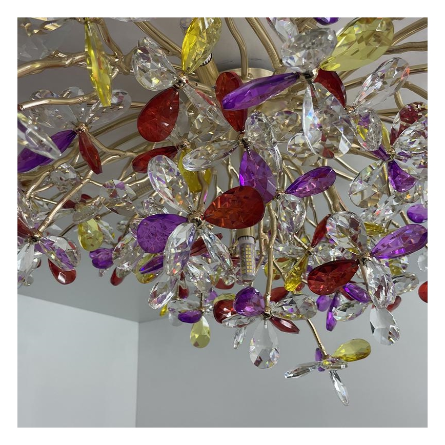 Crystal surface-mounted chandelier 12xG9/40W/230V colorful