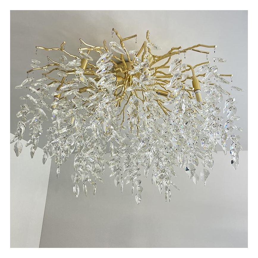 Crystal surface-mounted chandelier 12xG9/40W/230V gold