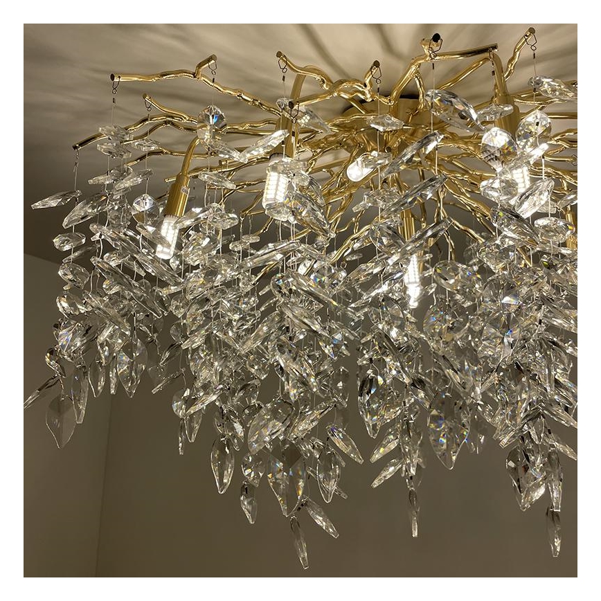 Crystal surface-mounted chandelier 12xG9/40W/230V gold