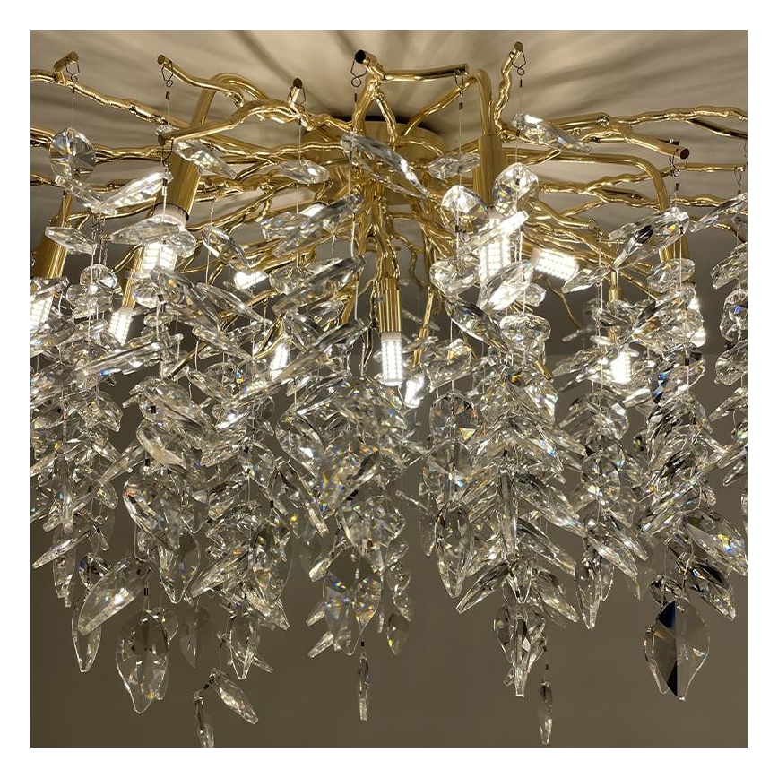 Crystal surface-mounted chandelier 12xG9/40W/230V gold