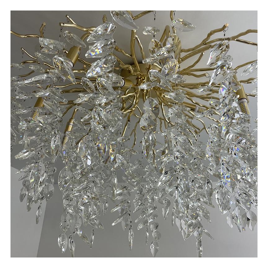 Crystal surface-mounted chandelier 12xG9/40W/230V gold