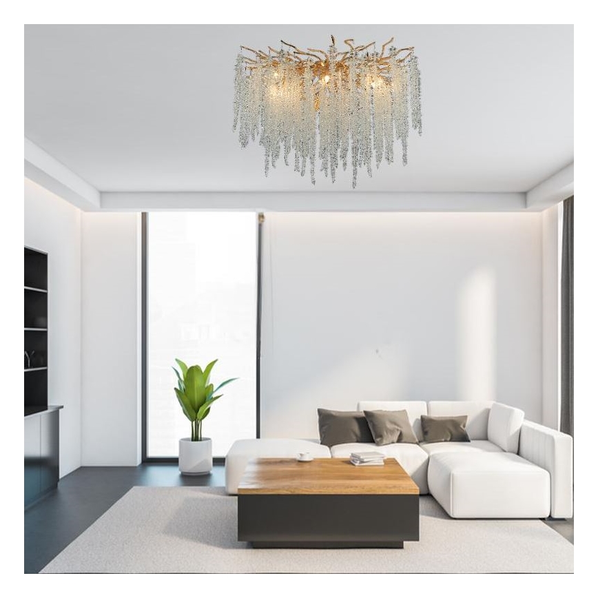 Crystal surface-mounted chandelier 12xG9/40W/230V gold