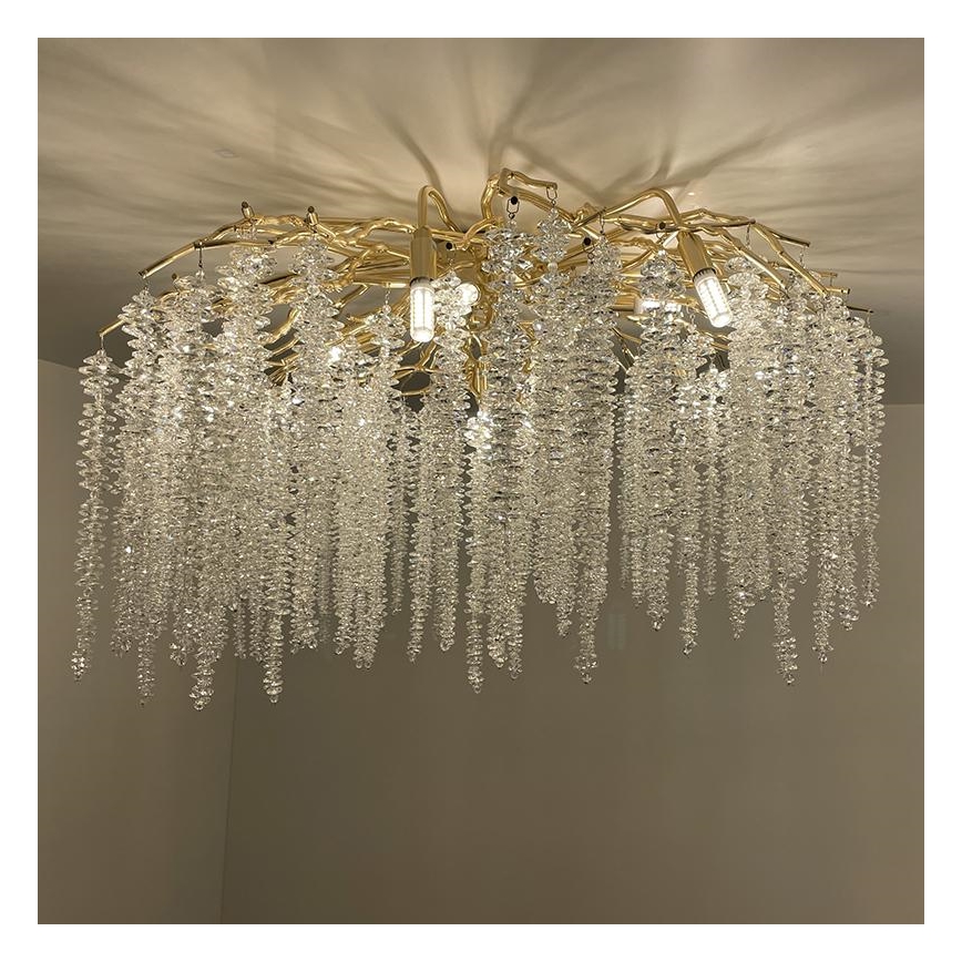 Crystal surface-mounted chandelier 12xG9/40W/230V gold