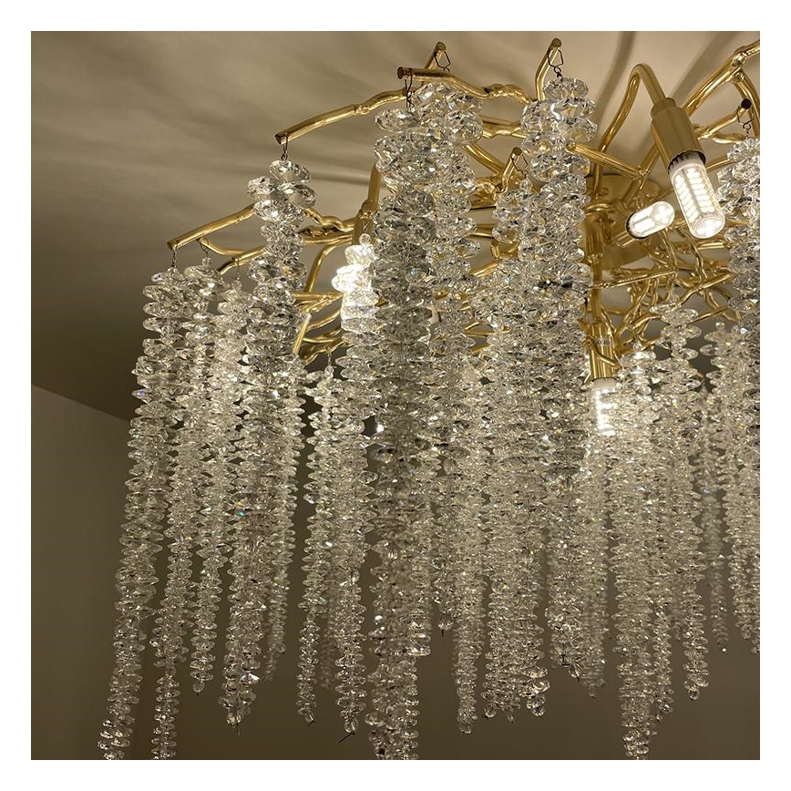 Crystal surface-mounted chandelier 12xG9/40W/230V gold