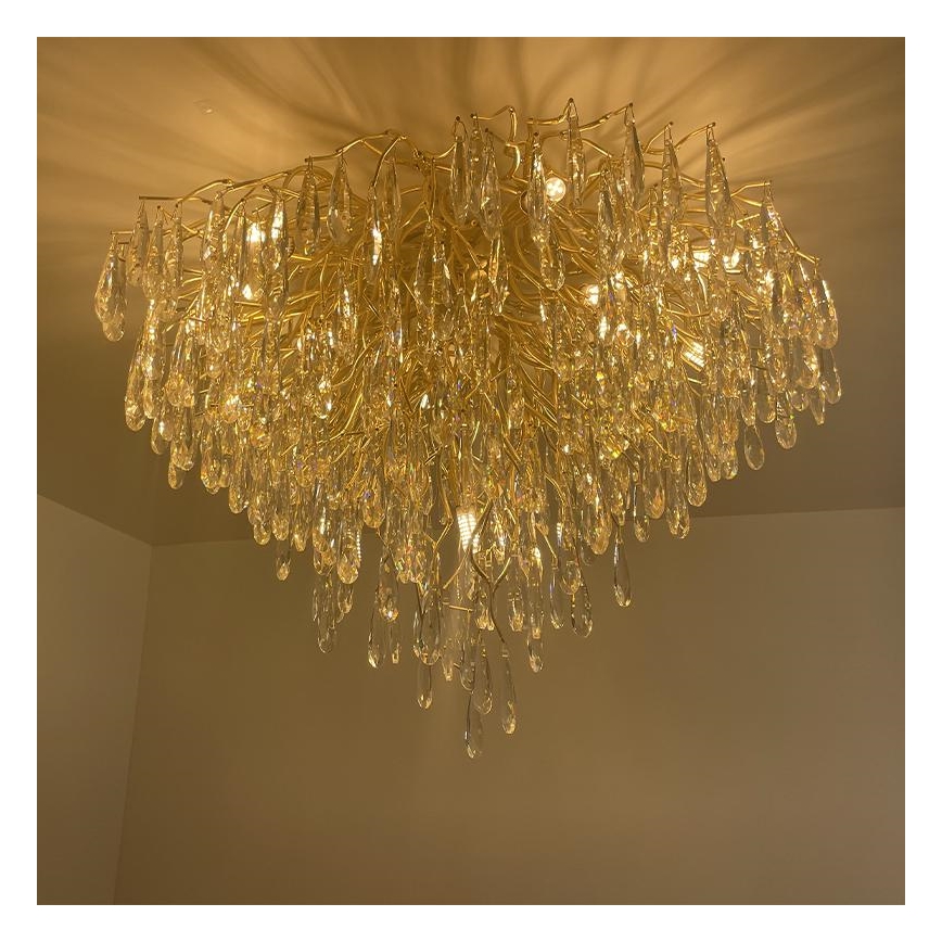 Crystal surface-mounted chandelier 12xG9/40W/230V gold