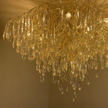 Crystal surface-mounted chandelier 12xG9/40W/230V gold