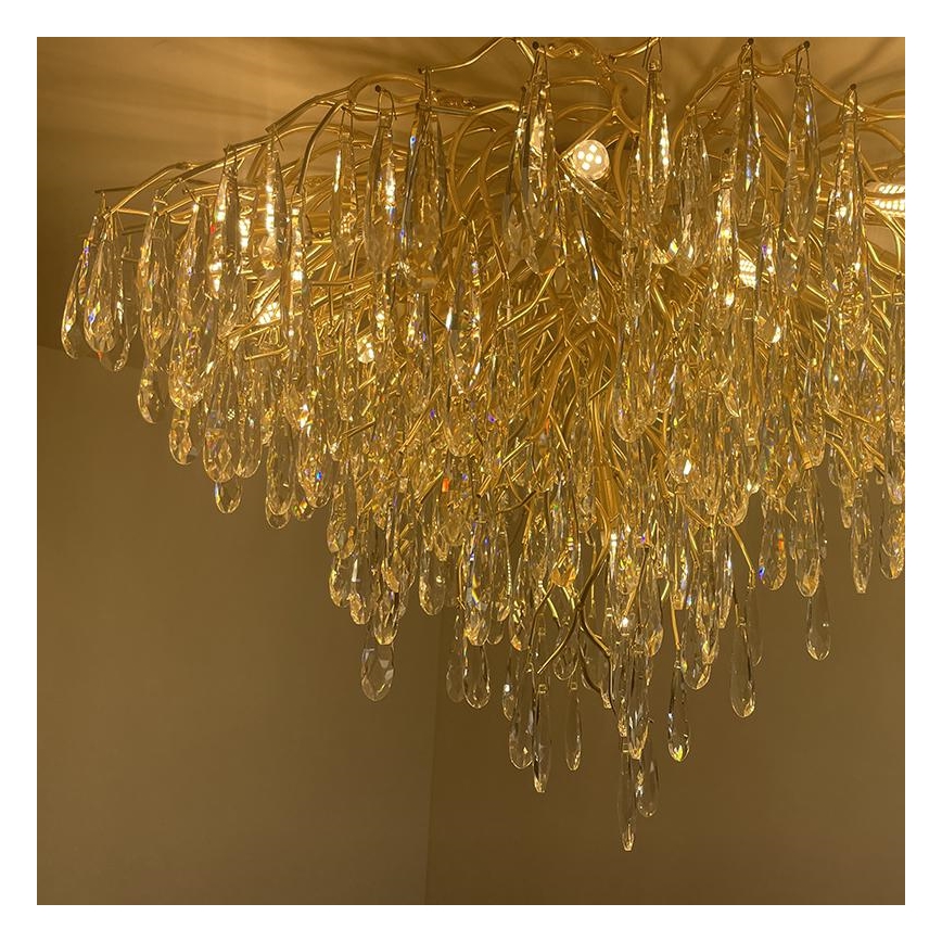 Crystal surface-mounted chandelier 12xG9/40W/230V gold